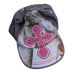 Ladies Fit Pink Cross Camo Embroidered Baseball Cap Adjustable Women’s Hat Y2K